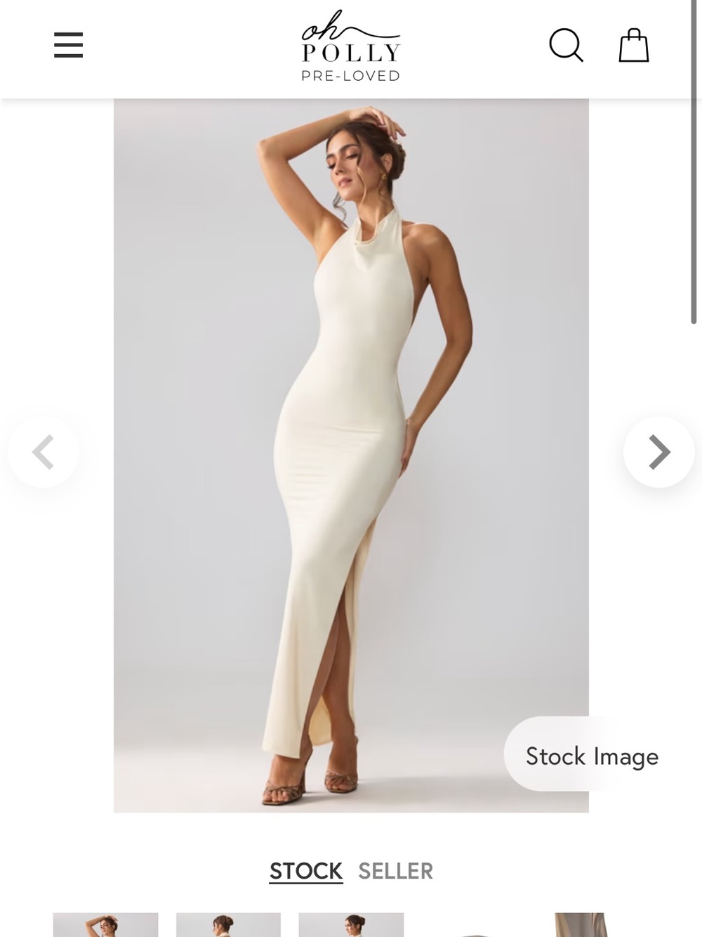 Oh Polly Cream Halter Maxi Dress with Side Thigh Slit